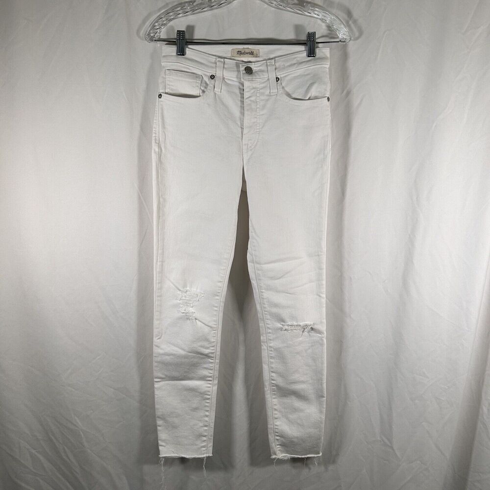 Madewell Jeans Women's 26 White Denim 9" High Rise Skinny Crop Cotton Blend